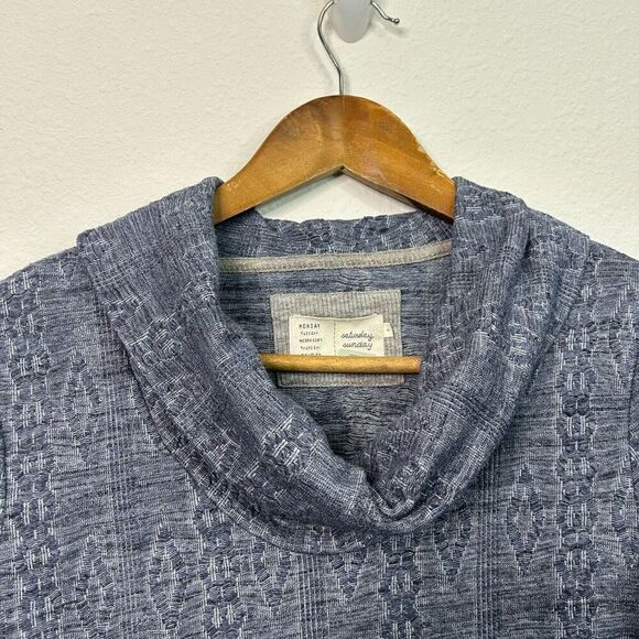 Saturday Sunday Anthropologie Blue Cowl Neck Knit Midi 3/4 Sleeve Dress Size S - Picture 5 of 12